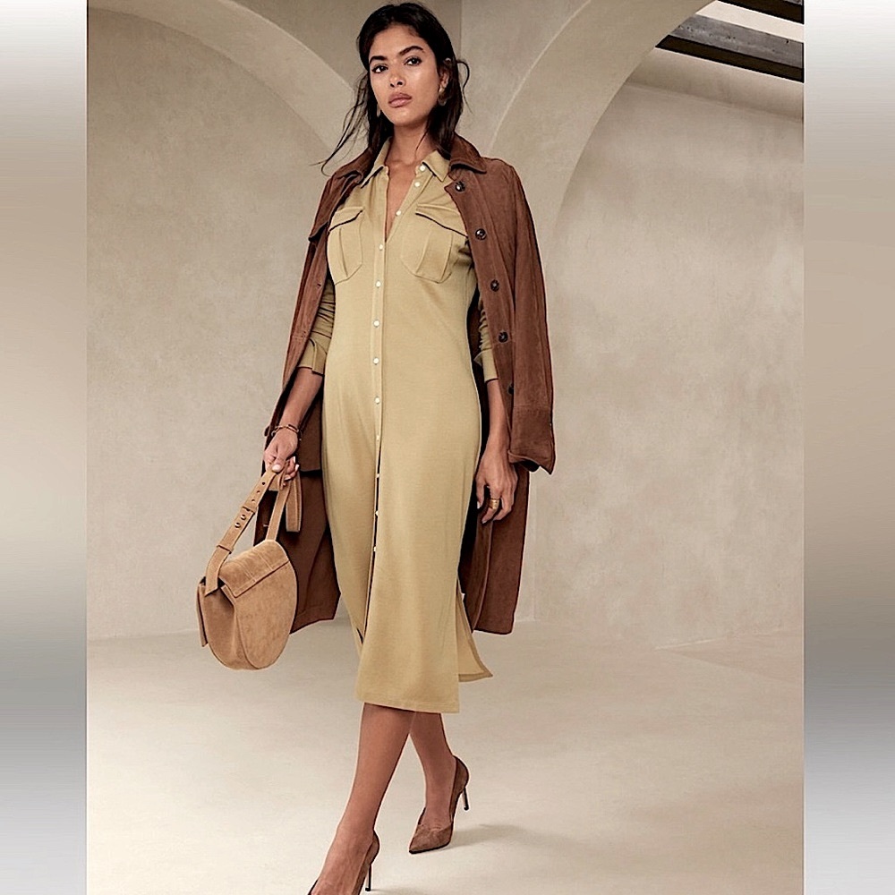 NWT Banana Republic Alegre Polo Shirt Dress, Size: XL, Color: New Khaki🧥
